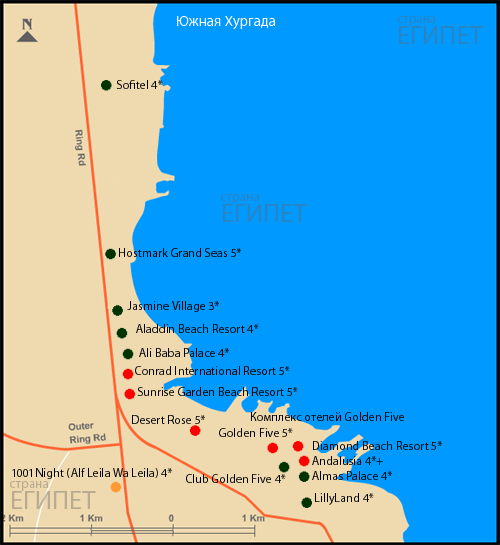 карта хургады, карта отелей хургады, карта египта хургада