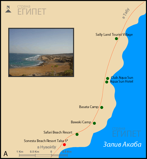 Египет. Карта Нувейбы с отелями.